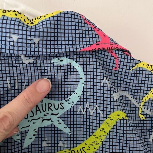 Dinosaur Bones Short Sleeve Button Down Boys 110 cm Blue Paleontology 4T - Picture 10 of 10